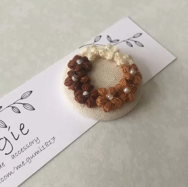 flowerリースbrown ブローチ(orヘアゴム)