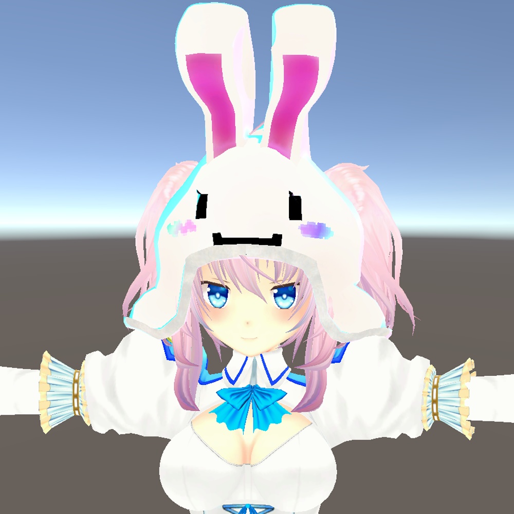 N043 もっちりおもちウサギ帽(耳Physbone対応)