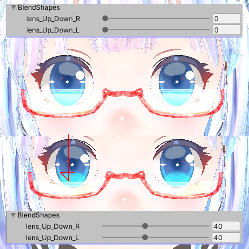 N048 おとウフちゃんのキラキラ眼鏡(UNDER RIM)