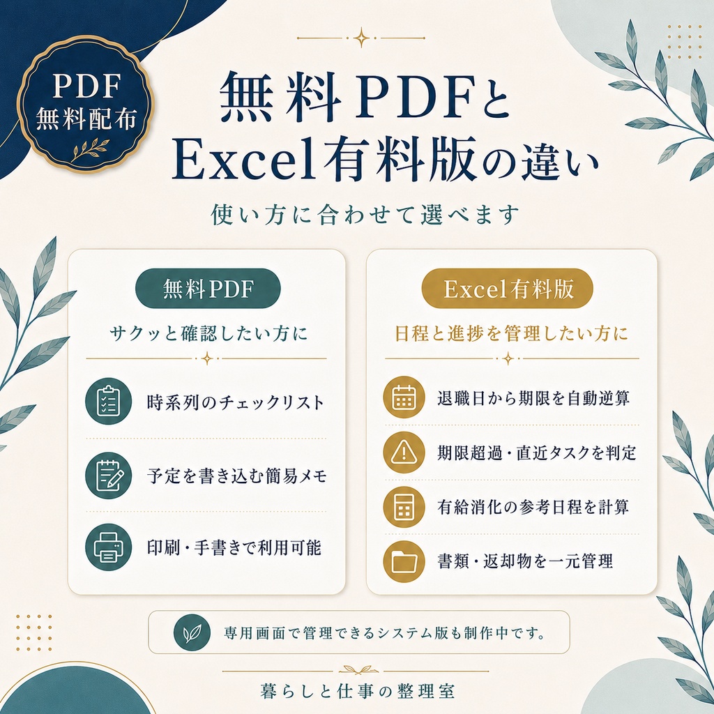【無料配布】退職前30日チェックリスト|初めての退職準備を、落ち着いて進めるための確認シートPDF
