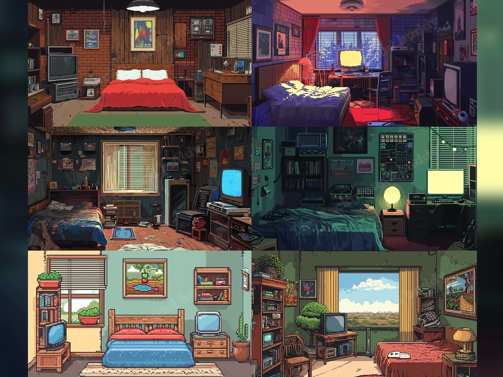 Vtuber Background Bundle, Set of 12 Backgrounds, stream room background, vtuber room background, background twitch, seamless looped, 8-bit bedroom