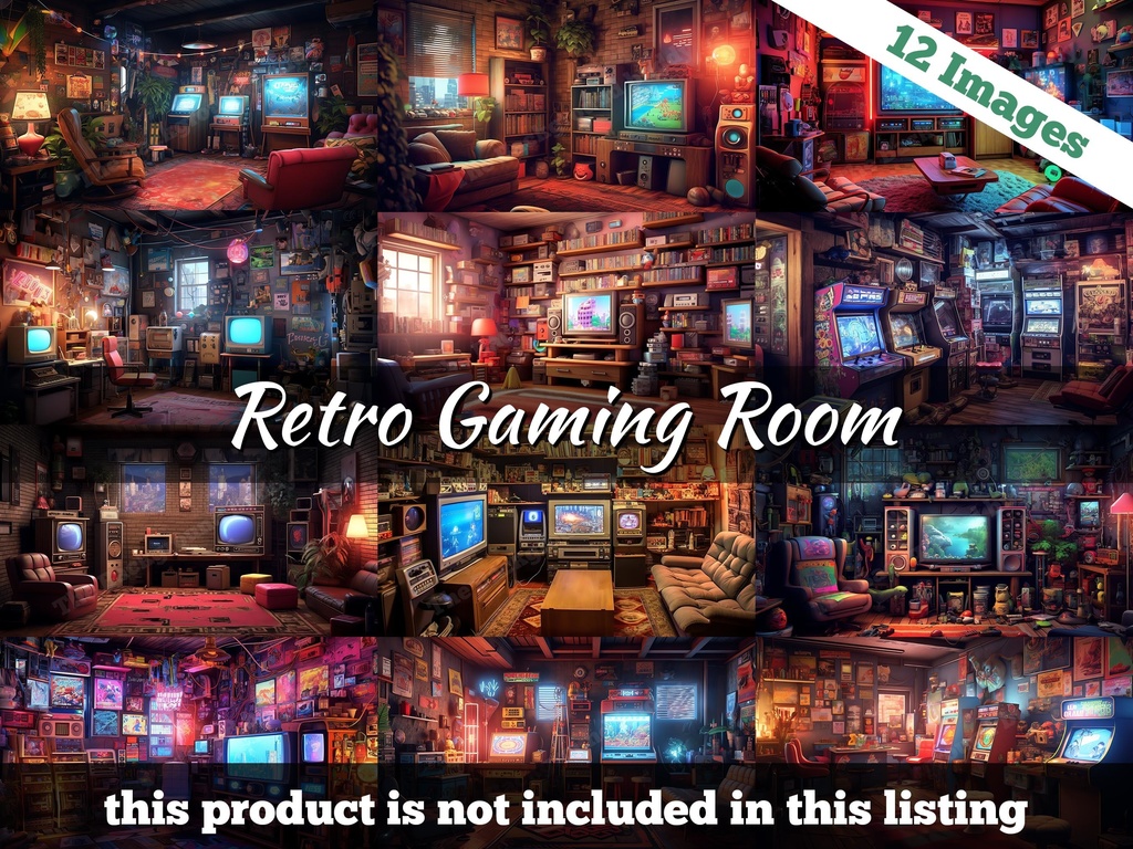 Vtuber Background Bundle, Set of 12 Backgrounds, stream room background, vtuber room background, background twitch, seamless looped, 8-bit bedroom