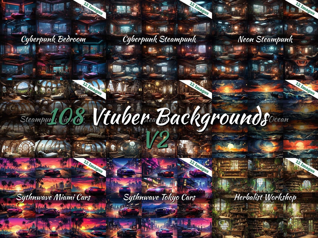 Vtuber Background Bundle, Set of 216 Backgrounds, stream room background, vtuber room background, background twitch, seamless looped, 216 Vtuber Backgrounds V1