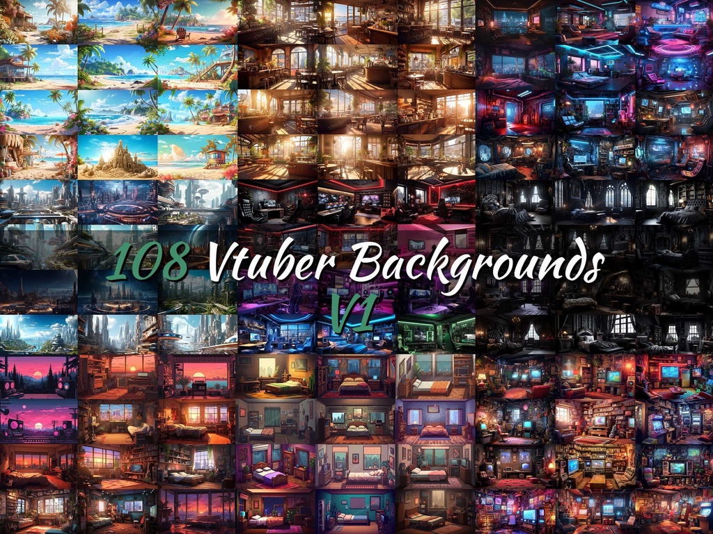 Vtuber Background Bundle, Set of 216 Backgrounds, stream room background, vtuber room background, background twitch, seamless looped, 216 Vtuber Backgrounds V1