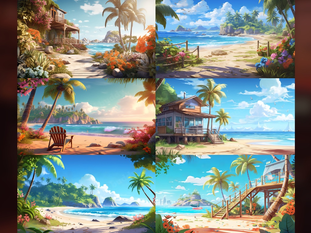 Vtuber Background Bundle, Set of 12 Backgrounds, stream room background, vtuber room background, background twitch, seamless looped, Beach