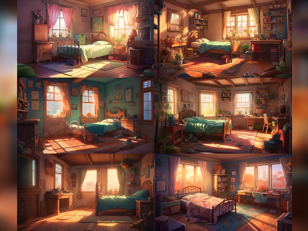 Vtuber Background Bundle, Set of 12 Backgrounds, stream room background, vtuber room background, background twitch, seamless looped, Colorful Bedroom