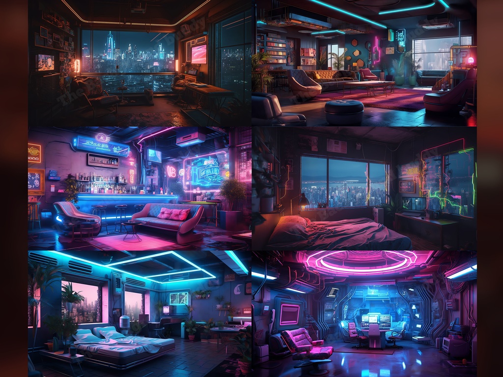 Vtuber Background Bundle, Set of 12 Backgrounds, stream room background, vtuber room background, background twitch, seamless looped, Cyberpunk