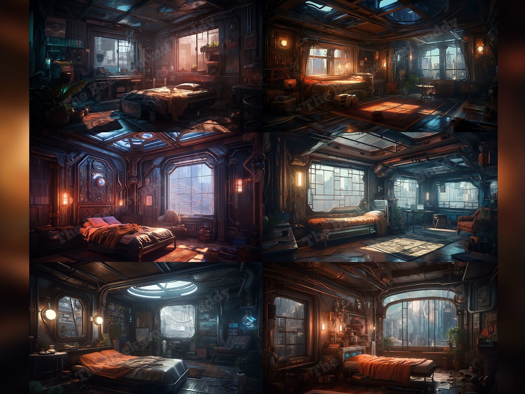 Vtuber Background Bundle, Set of 12 Backgrounds, stream room background, vtuber room background, background twitch, seamless looped, Cyberpunk Steampunk Bedroom