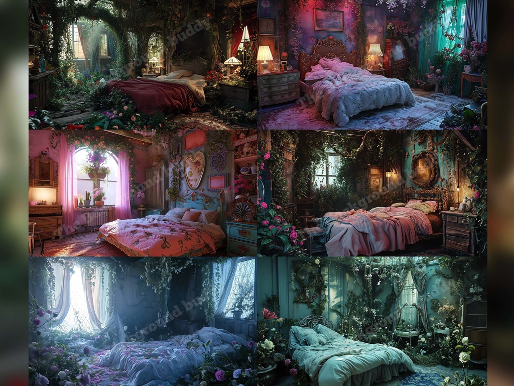 Vtuber Background Bundle, Set of 12 Backgrounds, stream room background, vtuber room background, background twitch, seamless looped, Fairycore Bedroom