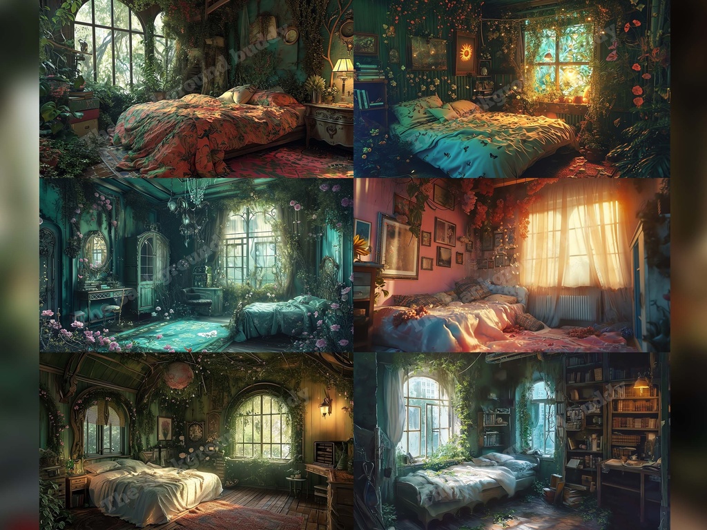 Vtuber Background Bundle, Set of 12 Backgrounds, stream room background, vtuber room background, background twitch, seamless looped, Fairycore Bedroom