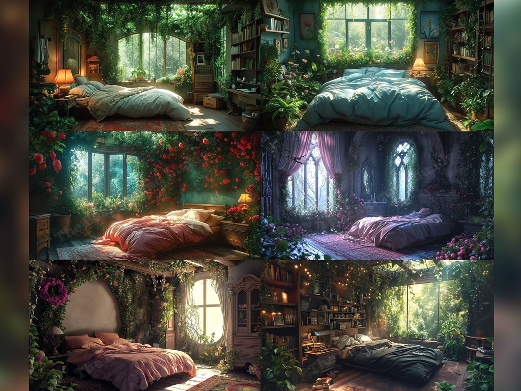 Vtuber Background Bundle, Set of 12 Backgrounds, stream room background, vtuber room background, background twitch, seamless looped, Fairycore Bedroom 2