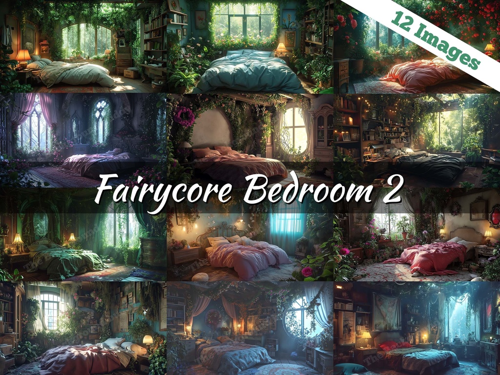Vtuber Background Bundle, Set of 12 Backgrounds, stream room background, vtuber room background, background twitch, seamless looped, Fairycore Bedroom 2
