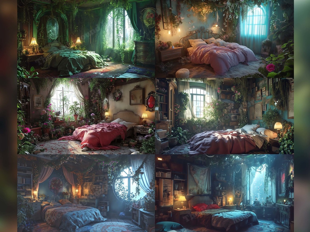 Vtuber Background Bundle, Set of 12 Backgrounds, stream room background, vtuber room background, background twitch, seamless looped, Fairycore Bedroom 2