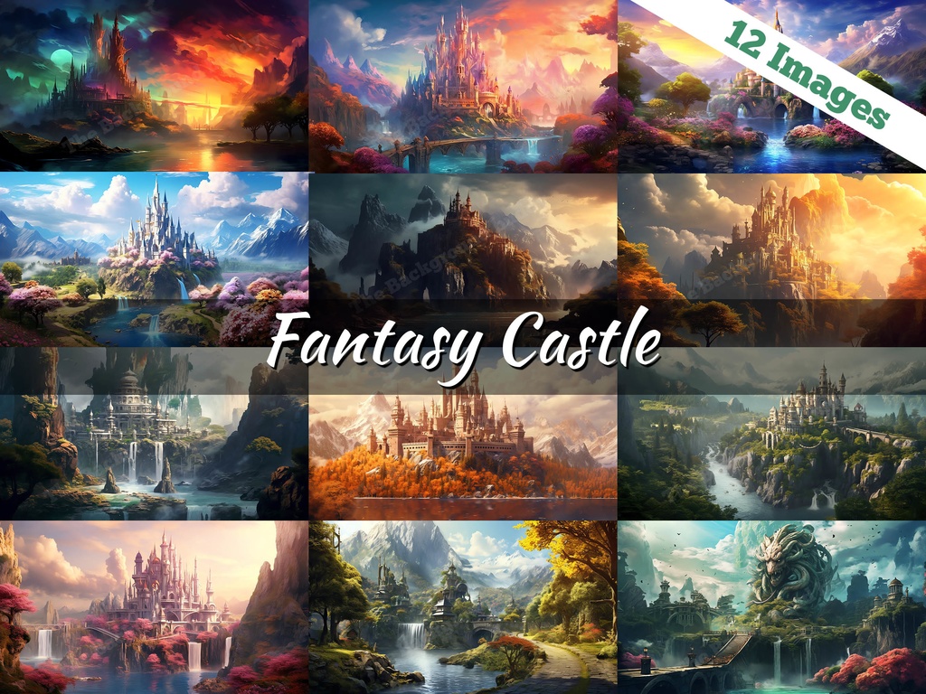 Vtuber Background Bundle, Set of 12 Backgrounds, stream room background, vtuber room background, background twitch, seamless looped, Fantasy Castle