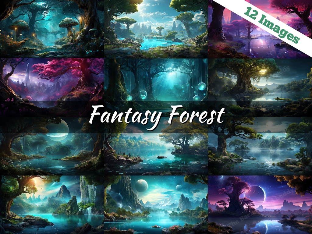 Vtuber Background Bundle, Set of 12 Backgrounds, stream room background, vtuber room background, background twitch, seamless looped, Fantasy Forest