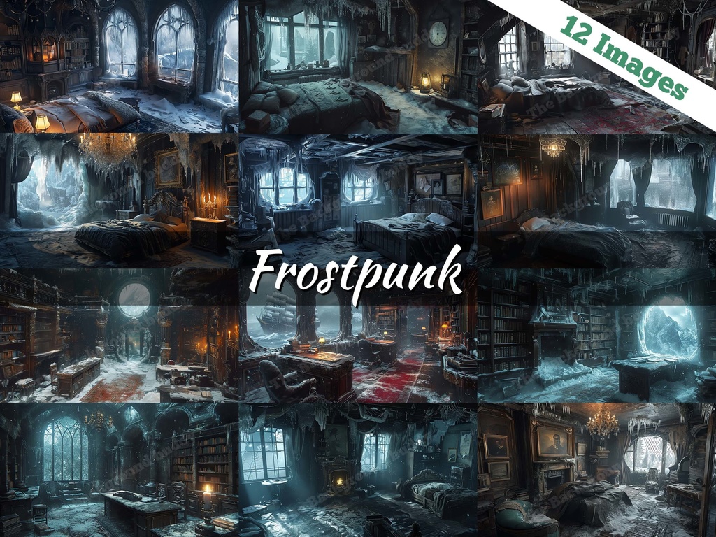 Vtuber Background Bundle, Set of 12 Backgrounds, stream room background, vtuber room background, background twitch, seamless looped, Frostpunk
