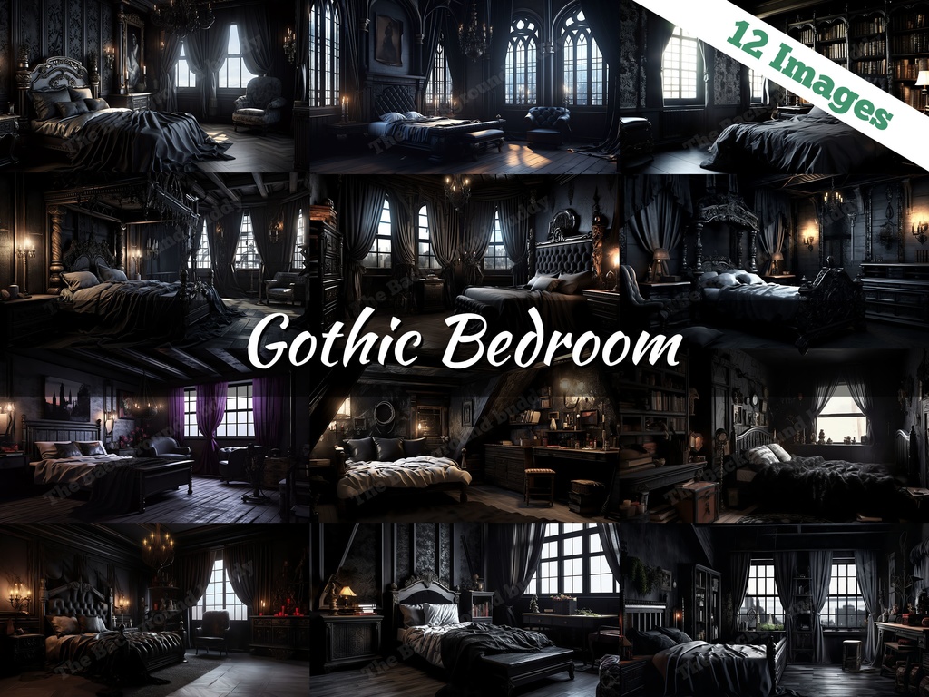 Vtuber Background Bundle, Set of 12 Backgrounds, stream room background, vtuber room background, background twitch, seamless looped, Gothic Bedroom