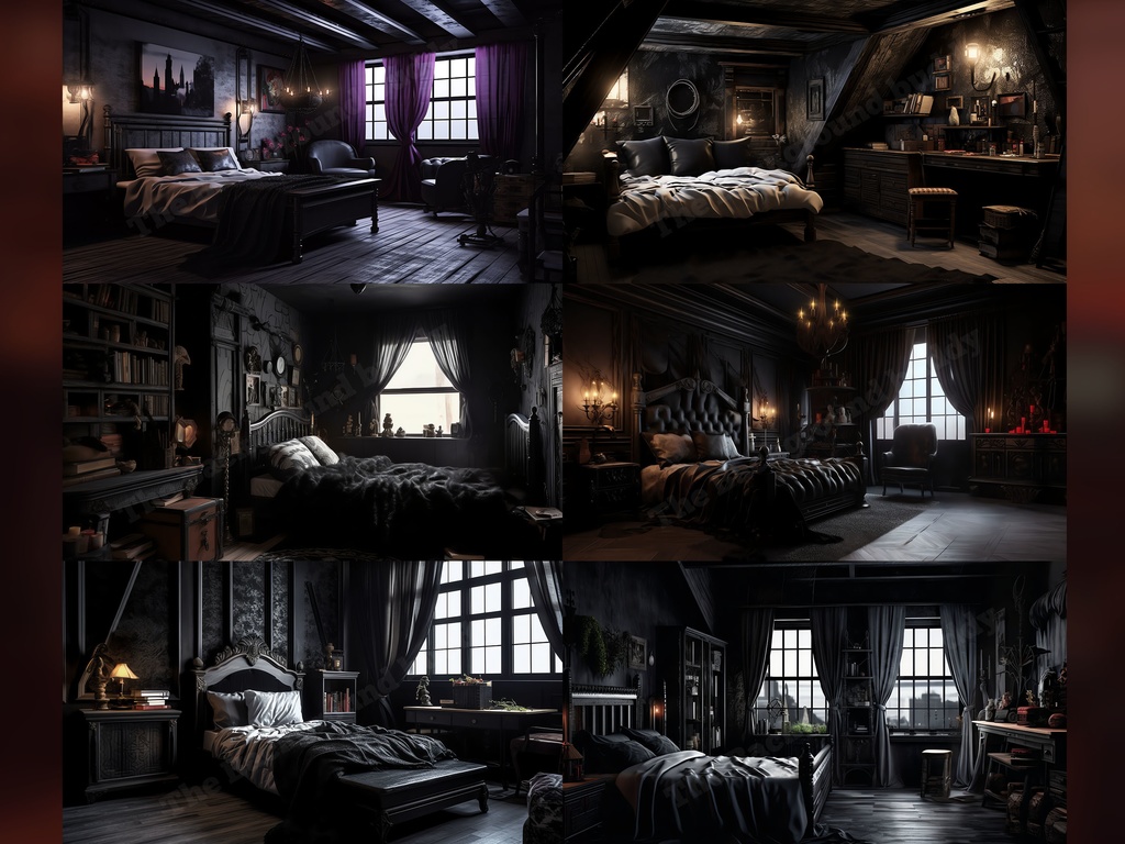 Vtuber Background Bundle, Set of 12 Backgrounds, stream room background, vtuber room background, background twitch, seamless looped, Gothic Bedroom