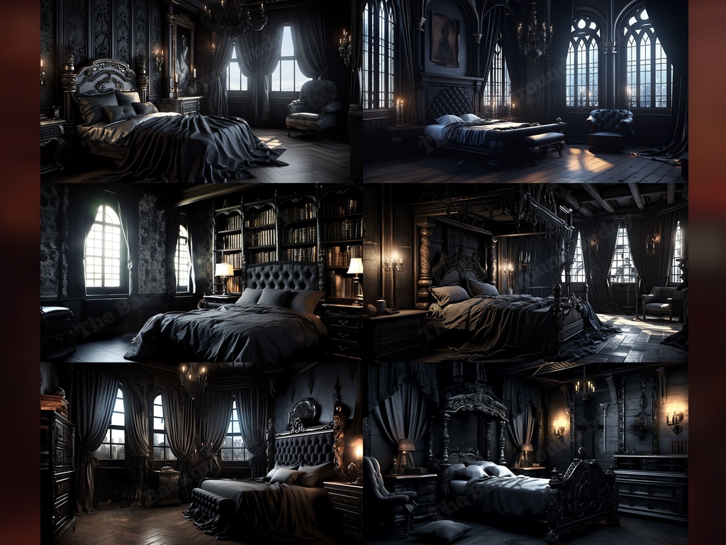 Vtuber Background Bundle, Set of 12 Backgrounds, stream room background, vtuber room background, background twitch, seamless looped, Gothic Bedroom