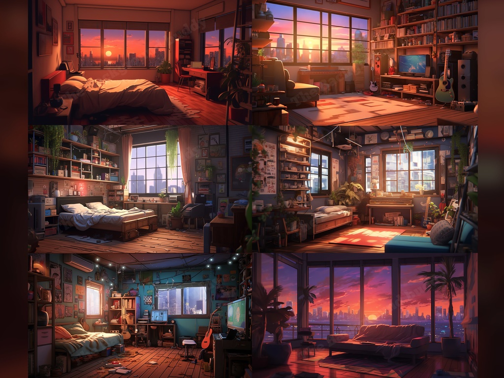 Vtuber Background Bundle, Set of 12 Backgrounds, stream room background, vtuber room background, background twitch, seamless looped, Lofi