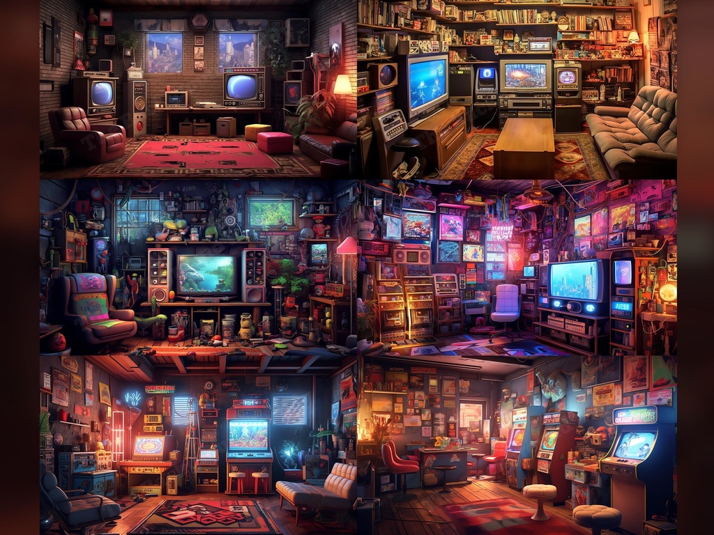 Vtuber Background Bundle, Set of 12 Backgrounds, stream room background, vtuber room background, background twitch, seamless looped, Retro Gaming Room