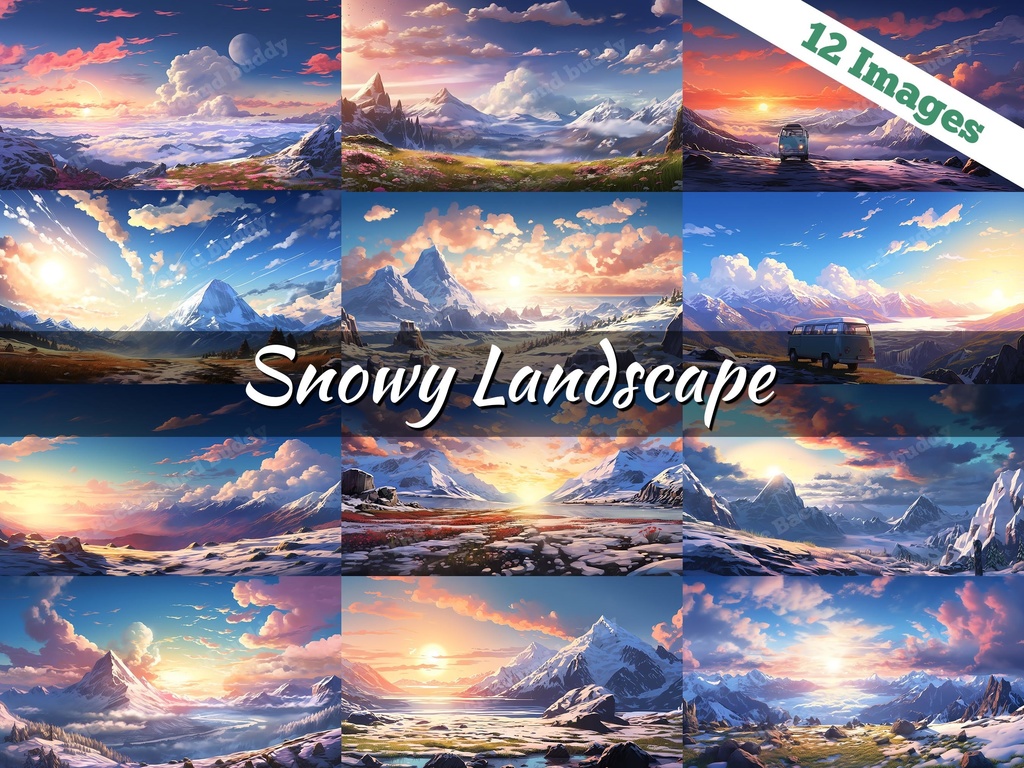 Vtuber Background Bundle, Set of 12 Backgrounds, stream room background, vtuber room background, background twitch, seamless looped, Snowy Landscape