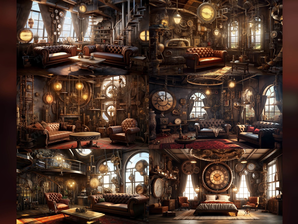 Vtuber Background Bundle, Set of 12 Backgrounds, stream room background, vtuber room background, background twitch, seamless looped, Steampunk