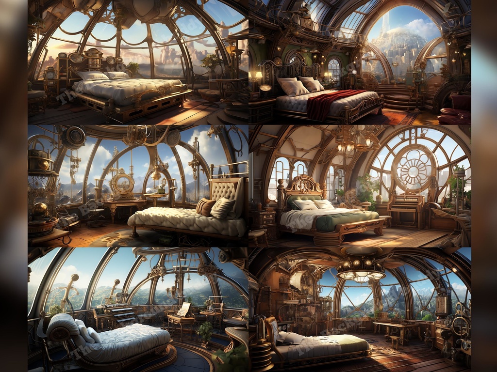 Vtuber Background Bundle, Set of 12 Backgrounds, stream room background, vtuber room background, background twitch, seamless looped, Steampunk Airship