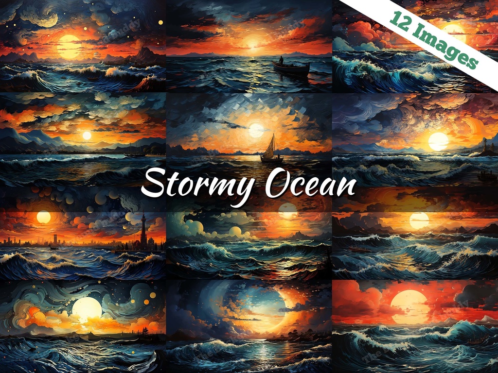 Vtuber Background Bundle, Set of 12 Backgrounds, stream room background, vtuber room background, background twitch, seamless looped, Stormy Ocean