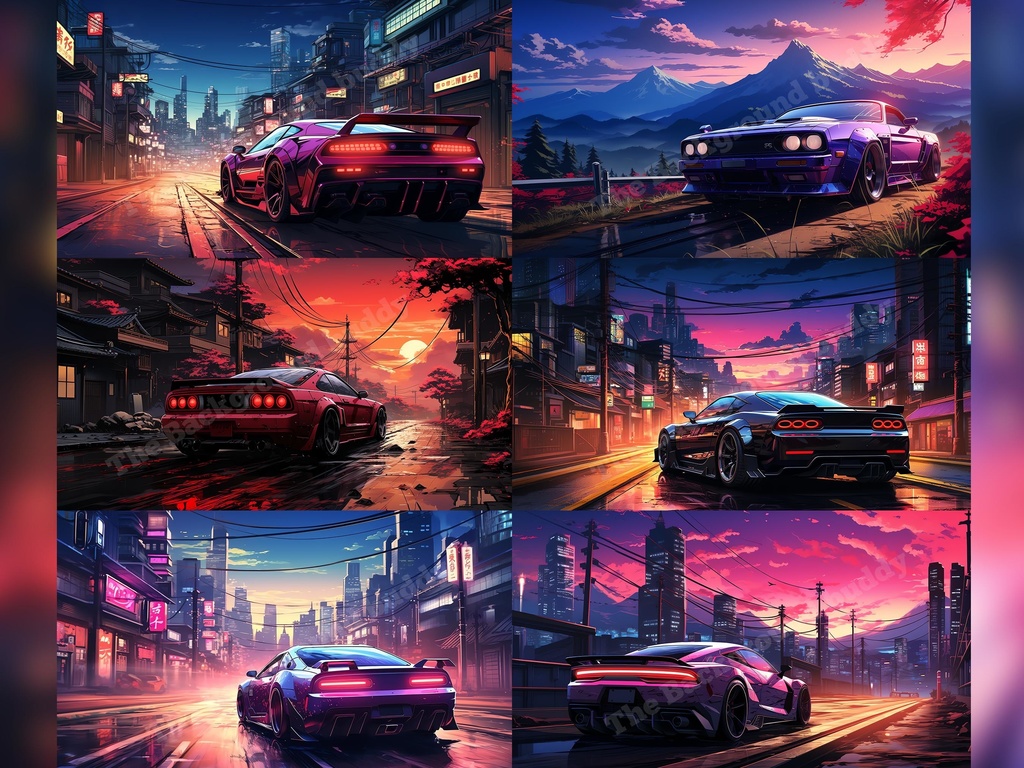 Vtuber Background Bundle, Set of 12 Backgrounds, stream room background, vtuber room background, background twitch, seamless looped, Synthwave Tokyo Car