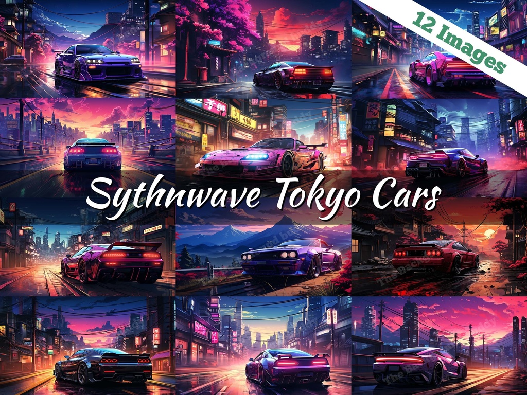 Vtuber Background Bundle, Set of 12 Backgrounds, stream room background, vtuber room background, background twitch, seamless looped, Synthwave Tokyo Car