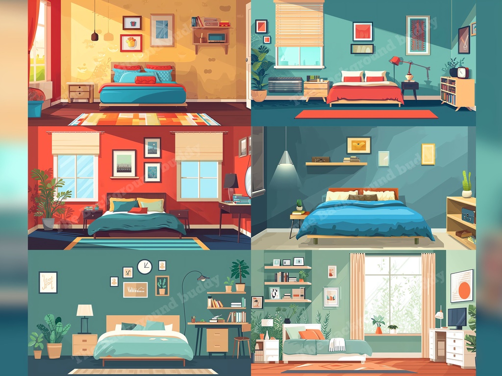 Vtuber Background Bundle, Set of 12 Backgrounds, stream room background, vtuber room background, background twitch, seamless looped, Vector Bedroom