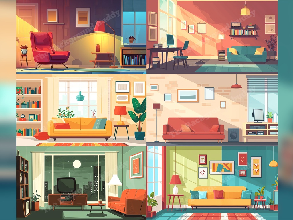 Vtuber Background Bundle, Set of 12 Backgrounds, stream room background, vtuber room background, background twitch, seamless looped, Vector Bedroom