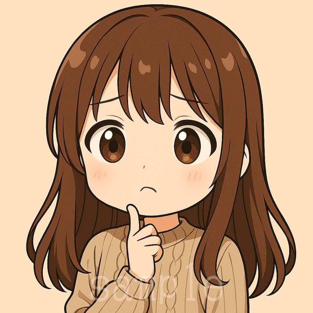 茶髪ロングヘア✖️セーターちびキャラ表情アイコン【SNS・ブログ向け】