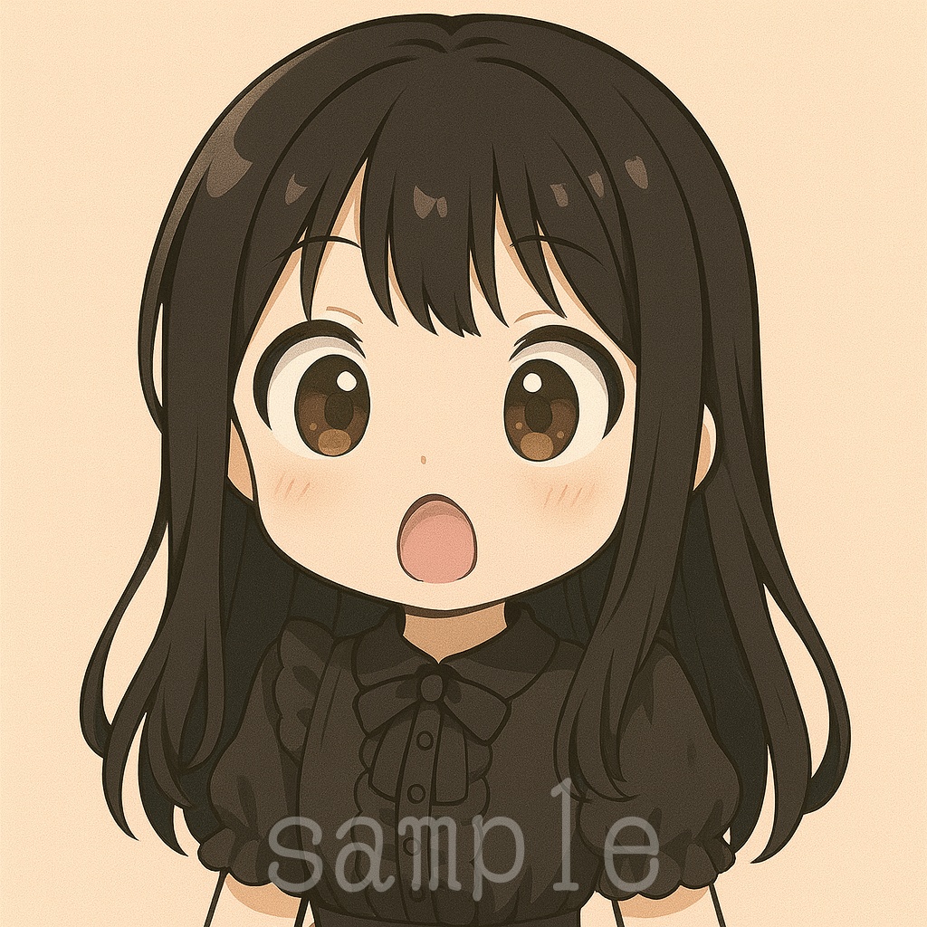 黒髪ちびキャラ表情アイコン【SNS・ブログ向け】