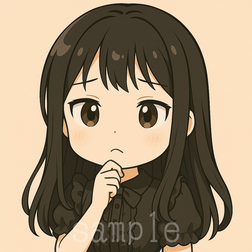 黒髪ちびキャラ表情アイコン【SNS・ブログ向け】