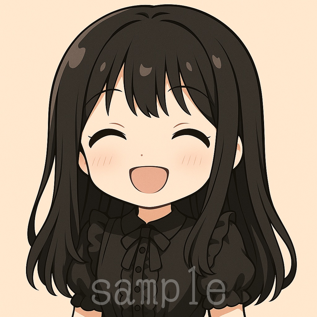黒髪ちびキャラ表情アイコン【SNS・ブログ向け】