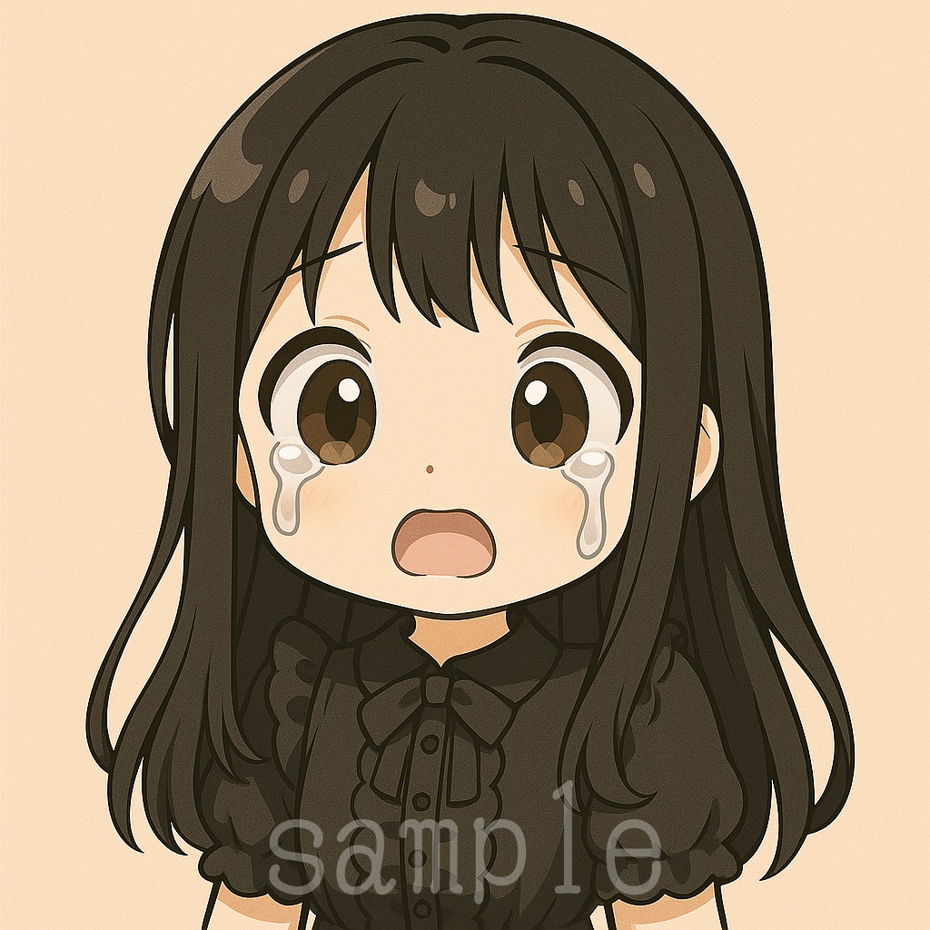 黒髪ちびキャラ表情アイコン【SNS・ブログ向け】