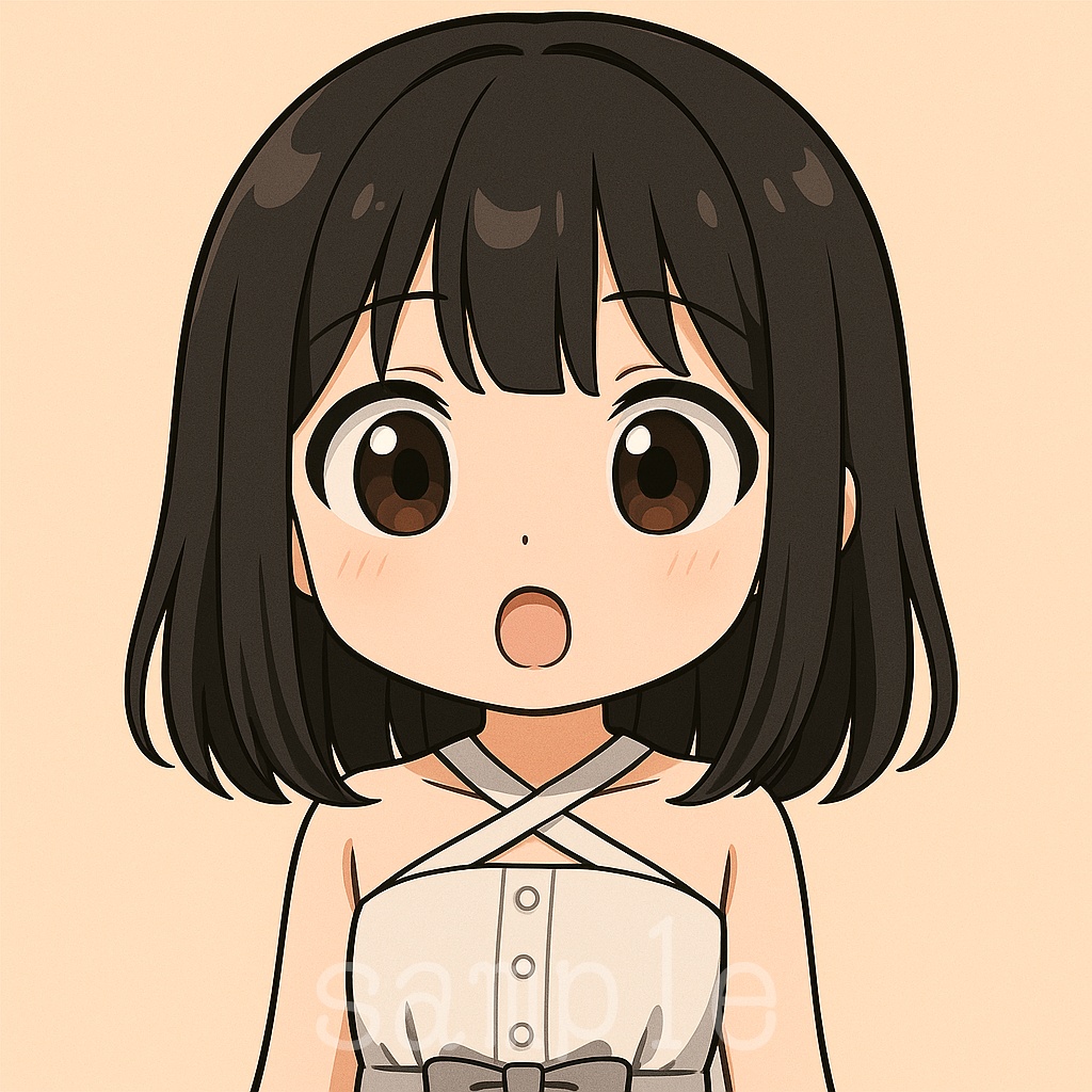 黒髪ボブ✖️白クロスホルターキャラ表情アイコン【SNS・ブログ向け】