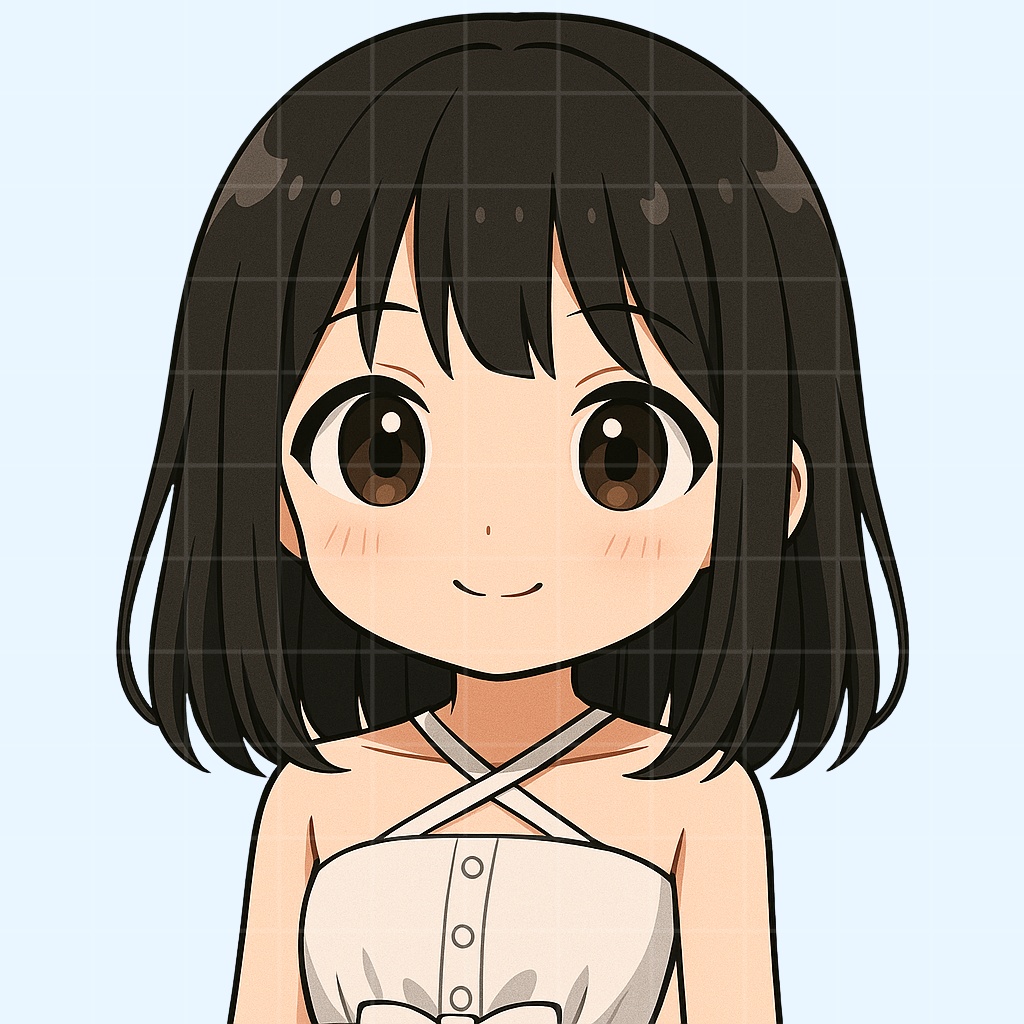 黒髪ボブ✖️白クロスホルターキャラ表情アイコン【SNS・ブログ向け】