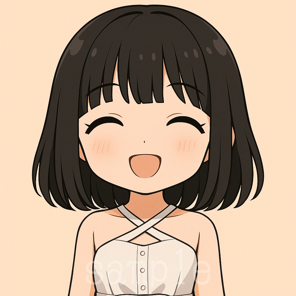 黒髪ボブ✖️白クロスホルターキャラ表情アイコン【SNS・ブログ向け】