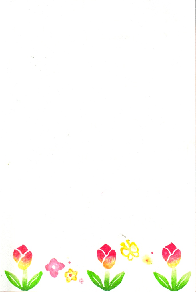 花言葉一筆箋シリーズ 赤いチューリップと猫