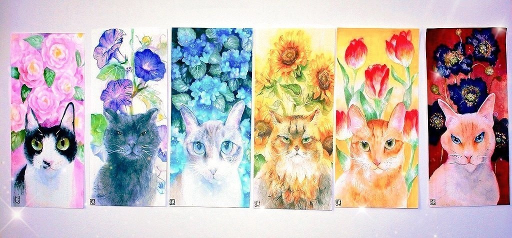 花言葉一筆箋シリーズ 黄色い向日葵と猫