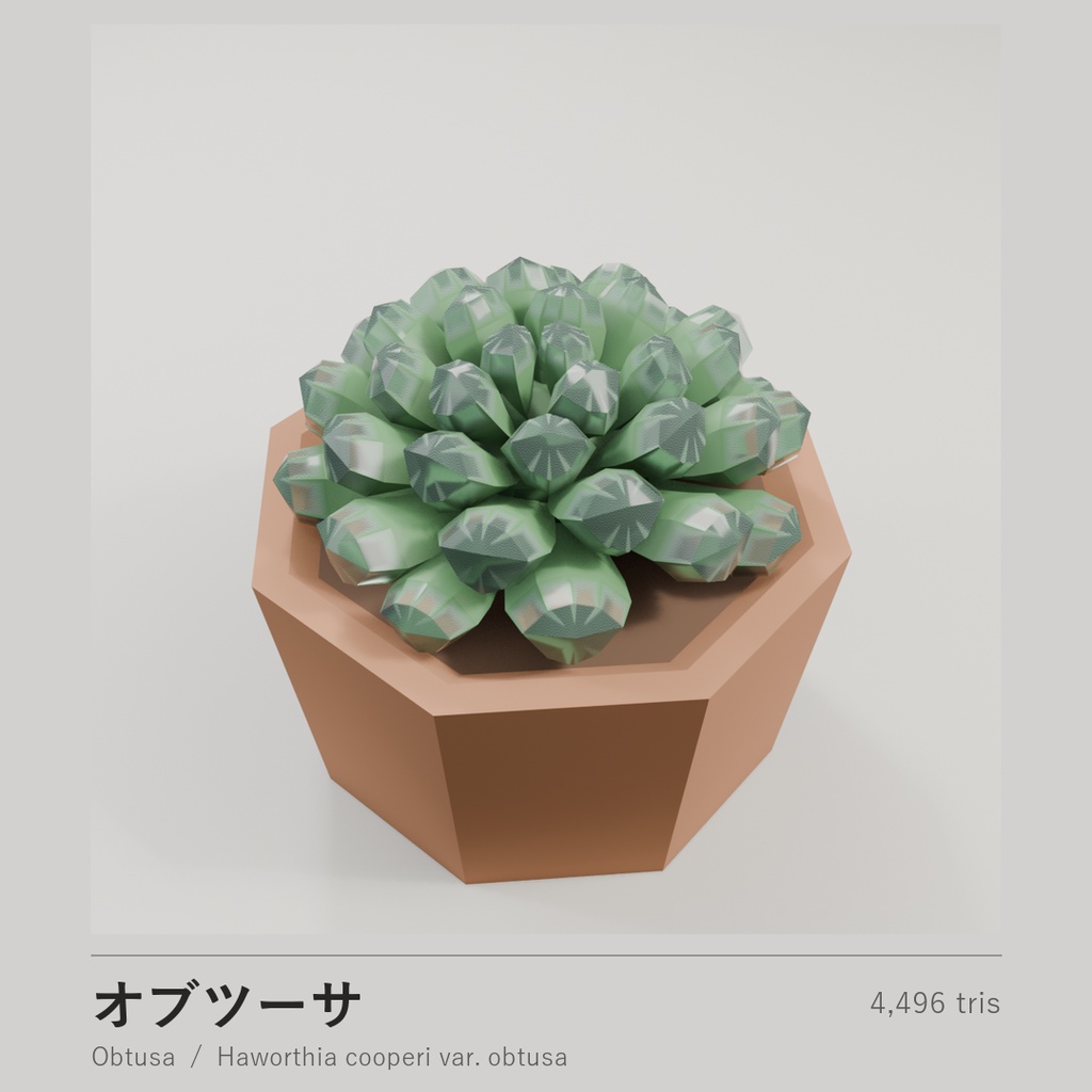 ローポリ多肉植物 10点セット|VRChat・Unity対応(.unitypackage 同梱)