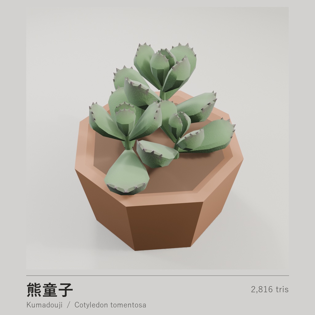 ローポリ多肉植物 10点セット|VRChat・Unity対応(.unitypackage 同梱)