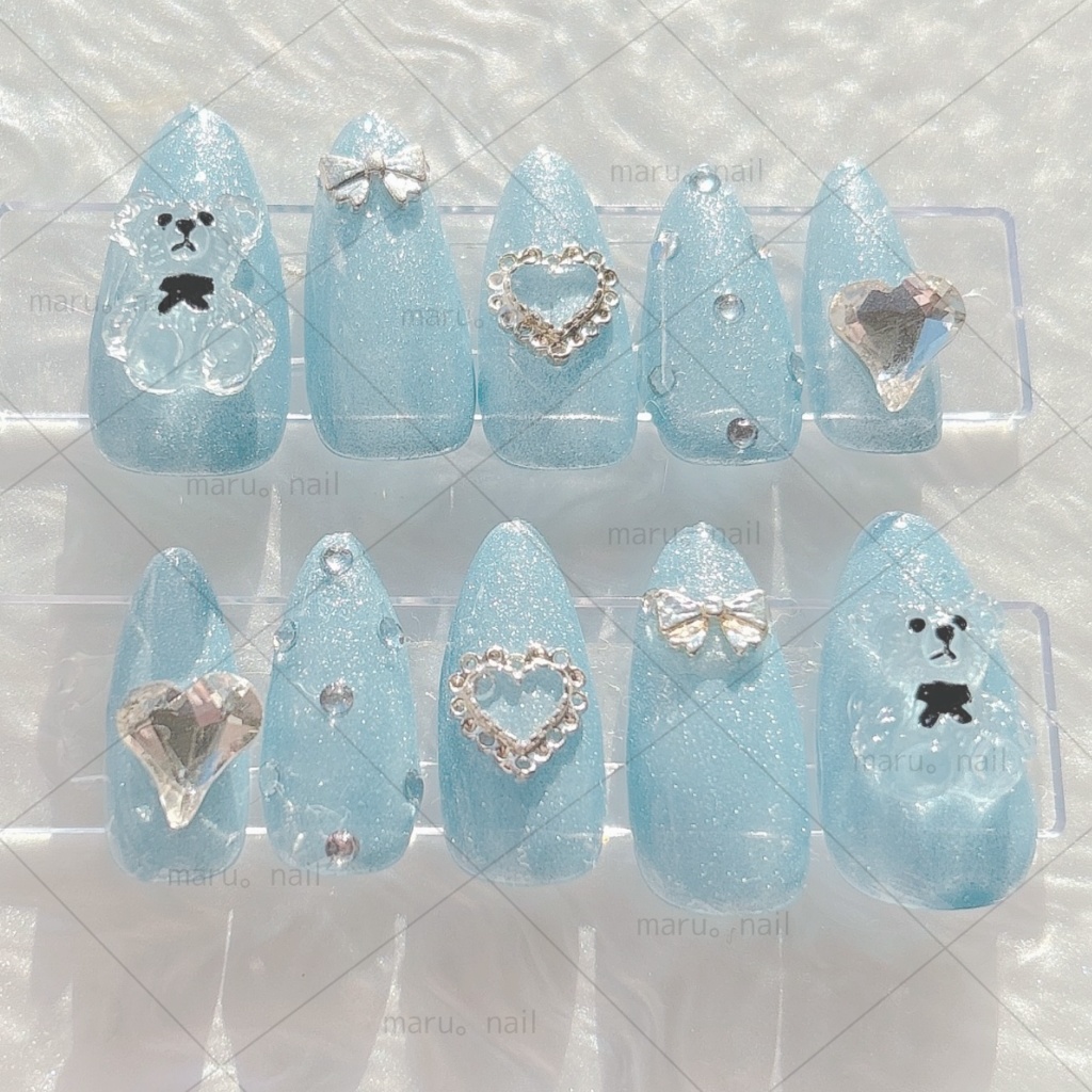 みずいろくまさんネイルチップ