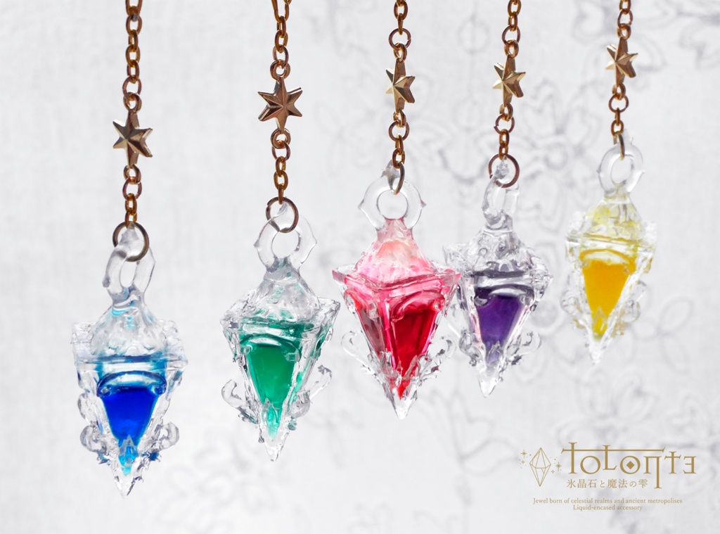 耳飾り「Tolonte - 氷晶石と魔法の雫 -」天界Ver.