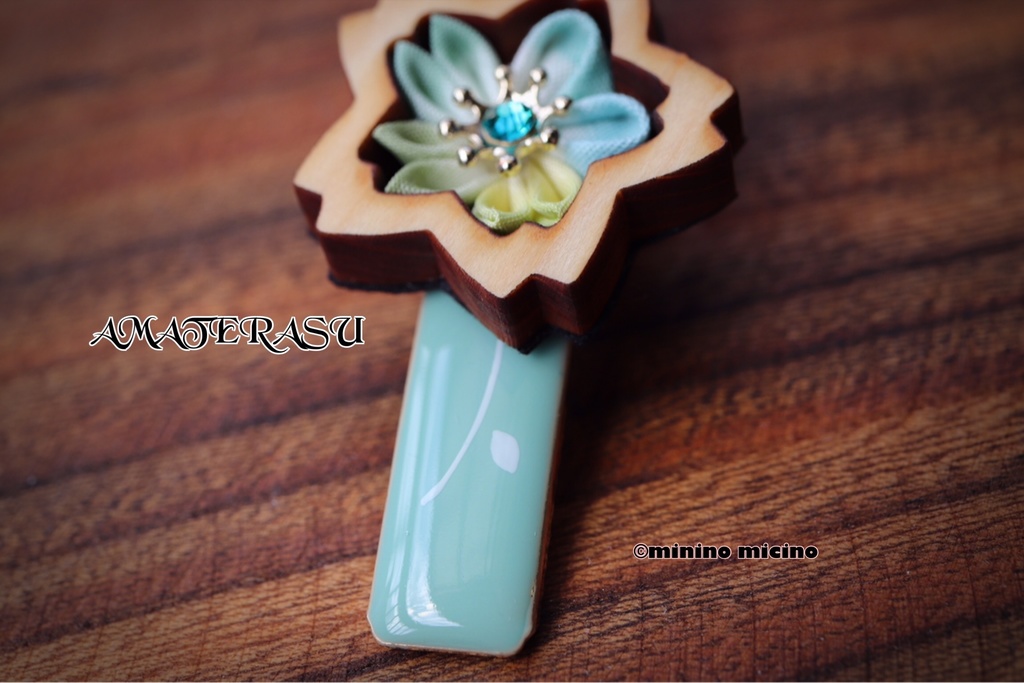 天照 令和つまみ細工アートクリップ 緑桜