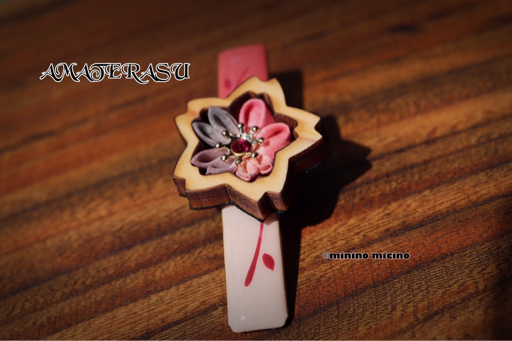 天照 令和つまみ細工アートクリップ 赤桜