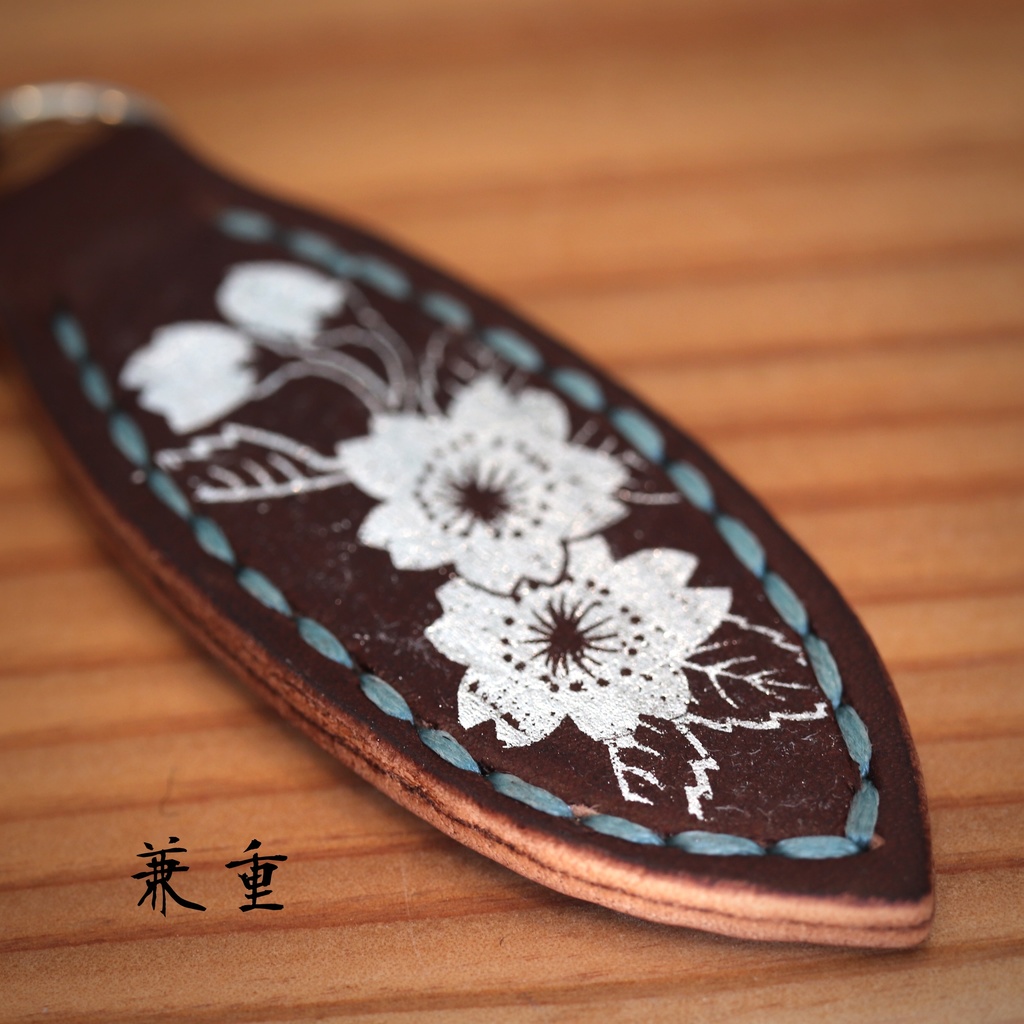 箔押革飾り❁石&青